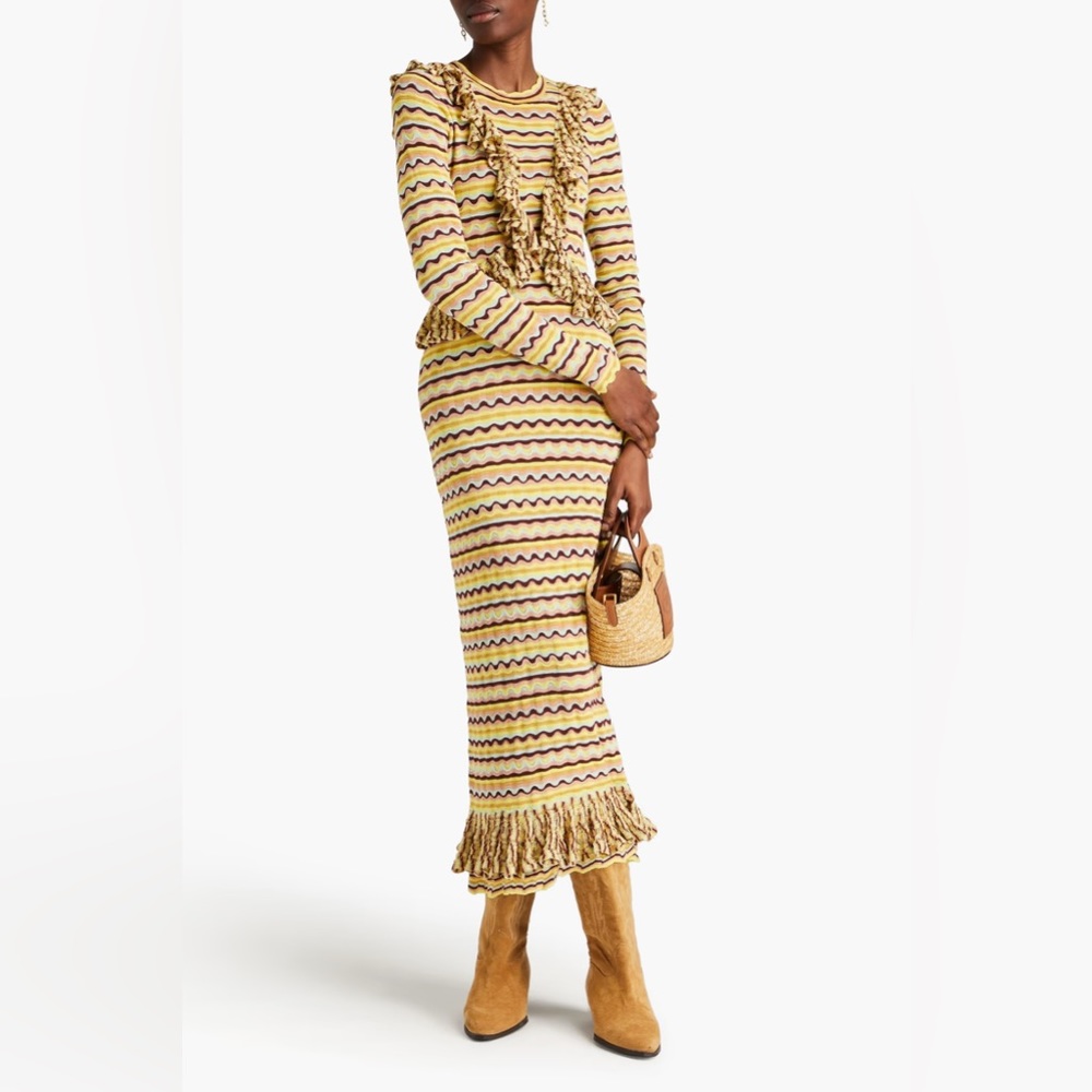 Ulla Johnson Ruffled crochet-knit silk and cotton-blend midi dress